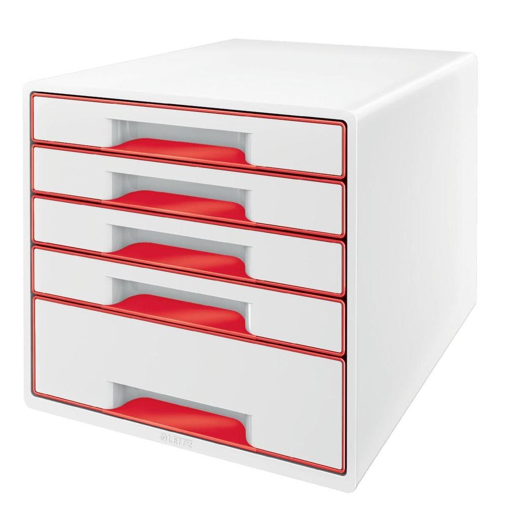 Leitz box zásuvkový WOW 5 zásuvek bílý/červený