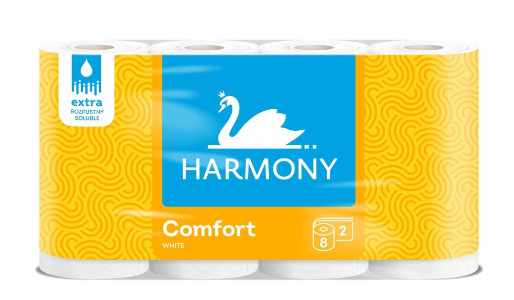 Harmony papír toaletní Comfort 2-vrstvý bílý recykl 19 m / 8 ks
