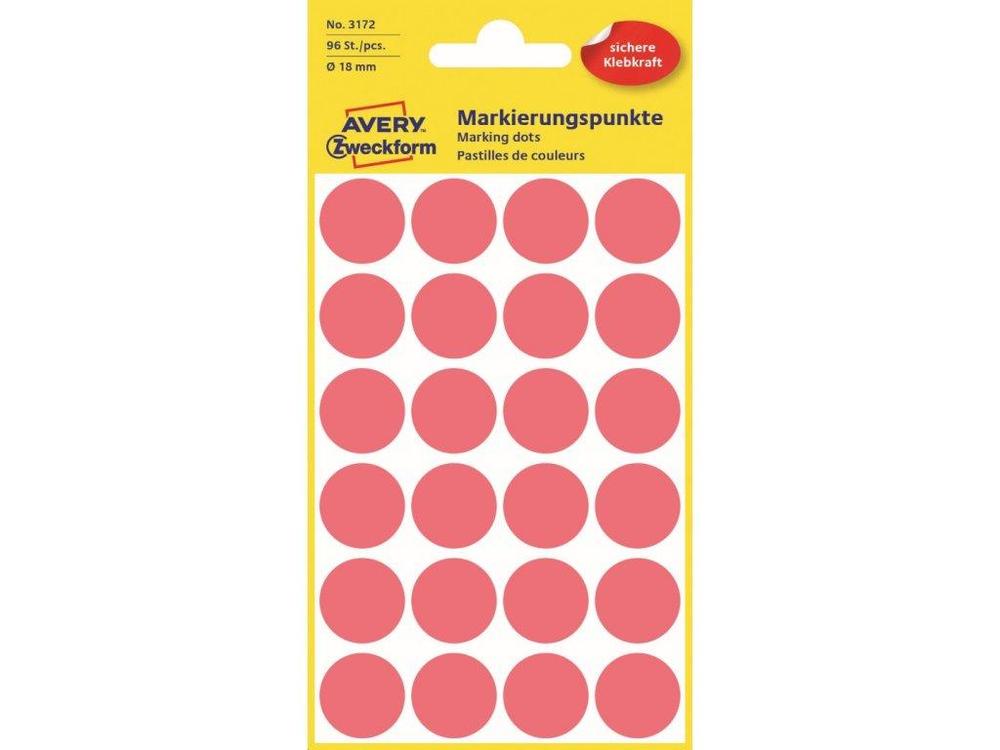 Zweckform etikety průměr 18mm/96ks, neon červené