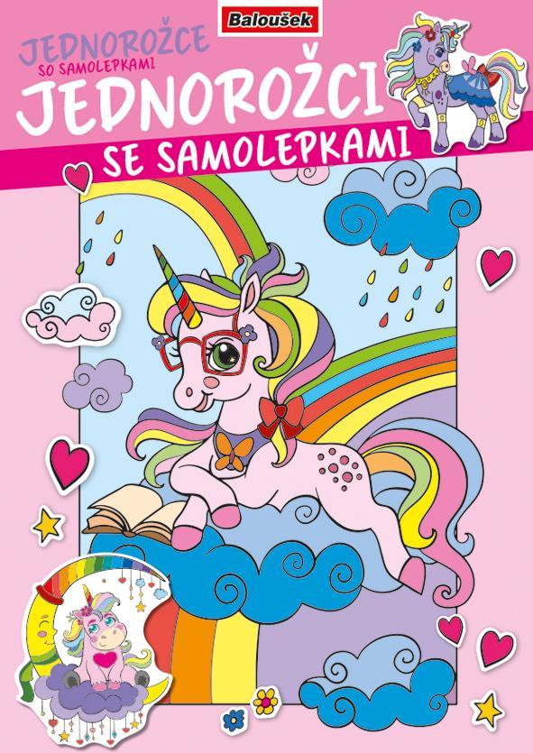 Baloušek Tisk omalovánka A4 se samolepkami - Jednorožci