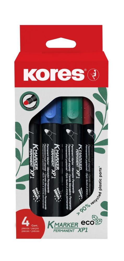 Kores značkovač Permanent ECO kulatý hrot/4 ks