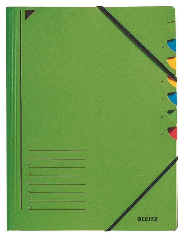 Leitz třídící desky s gumičkou A4, 7 listů, zelené