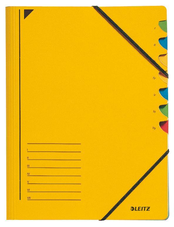 Leitz třídící desky s gumičkou A4, 7 listů, žluté