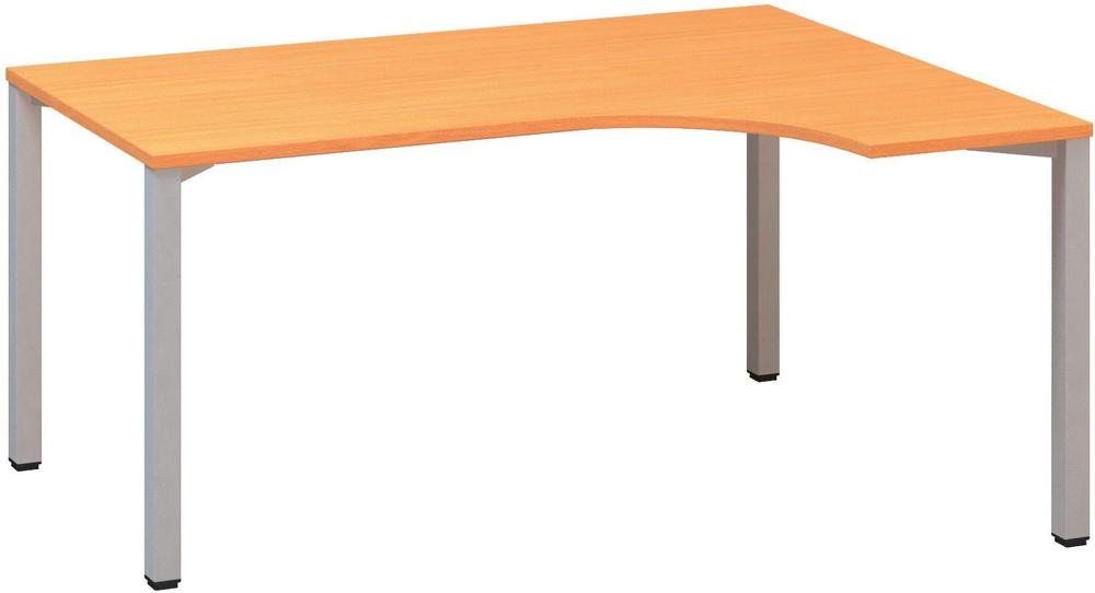 Kancelářský psací stůl ALFA 200 ergo, pravý, 1600 mm, buk bavaria / šedá