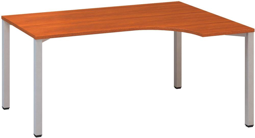 Kancelářský psací stůl ALFA 200 ergo, pravý, 1600 mm, třešeň / šedá