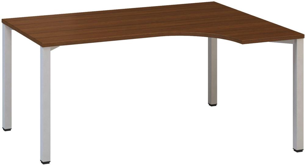 Kancelářský psací stůl ALFA 200 ergo, pravý, 1600 mm, ořech / šedá