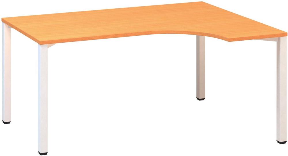 Kancelářský psací stůl ALFA 200 ergo, pravý, 1600 mm, buk bavaria / bílá
