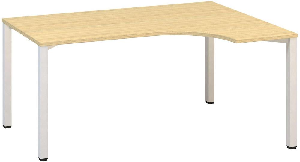 Kancelářský psací stůl ALFA 200 ergo, pravý, 1600 mm, dub vicenza / bílá