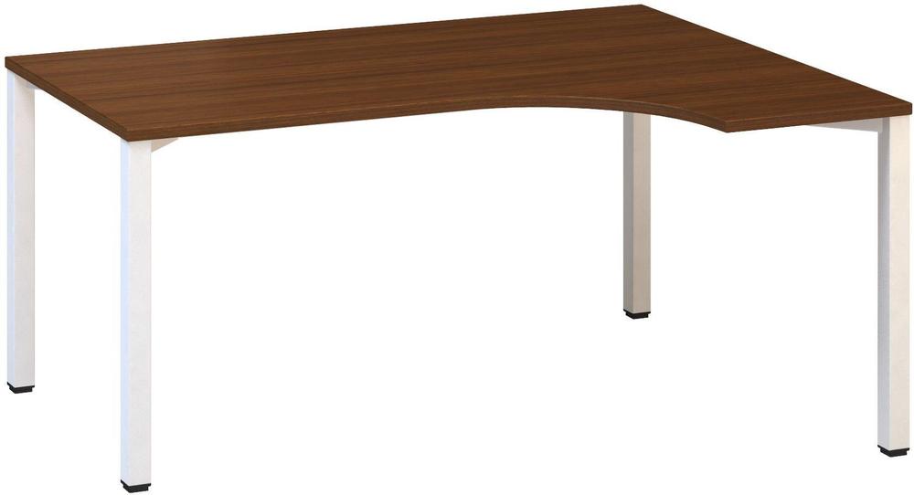 Kancelářský psací stůl ALFA 200 ergo, pravý, 1600 mm, ořech / bílá