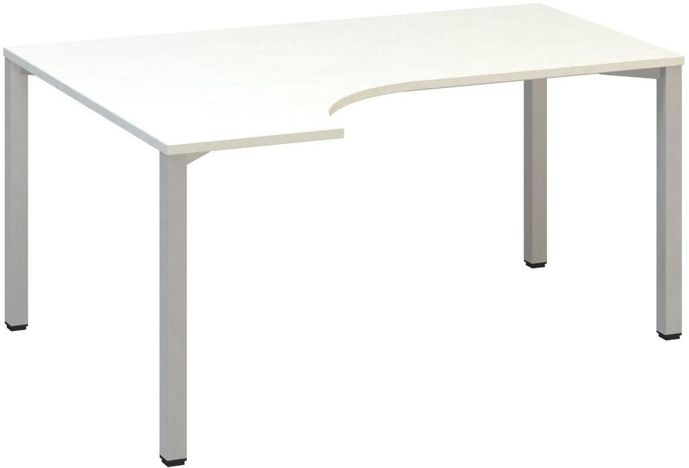 Kancelářský psací stůl ALFA 200 ergo, levý, 1600 mm, bílá / šedá