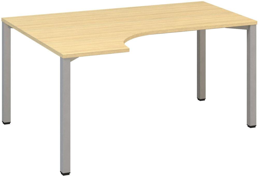 Kancelářský psací stůl ALFA 200 ergo, levý, 1600 mm, dub vicenza / šedá