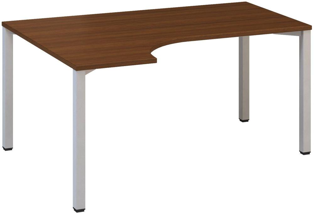 Kancelářský psací stůl ALFA 200 ergo, levý, 1600 mm, ořech / šedá