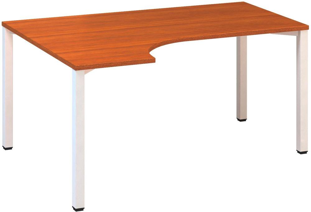 Kancelářský psací stůl ALFA 200 ergo, levý, 1600 mm, třešeň / bílá
