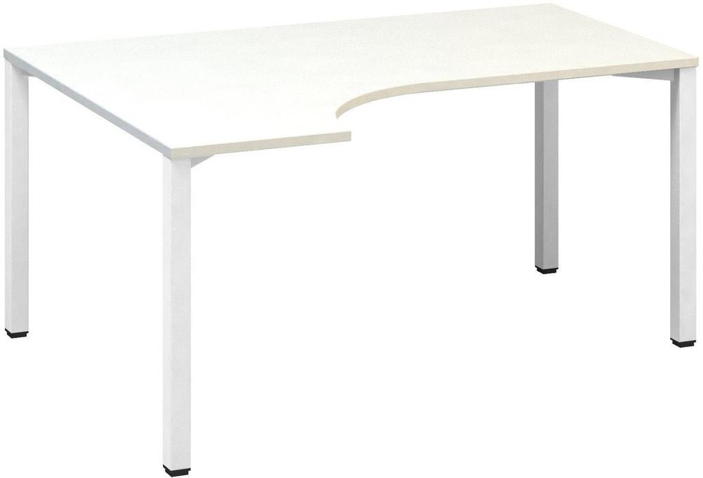Kancelářský psací stůl ALFA 200 ergo, levý, 1600 mm, bílá / bílá