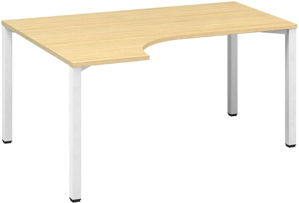 Kancelářský psací stůl ALFA 200 ergo, levý, 1600 mm, dub vicenza / bílá