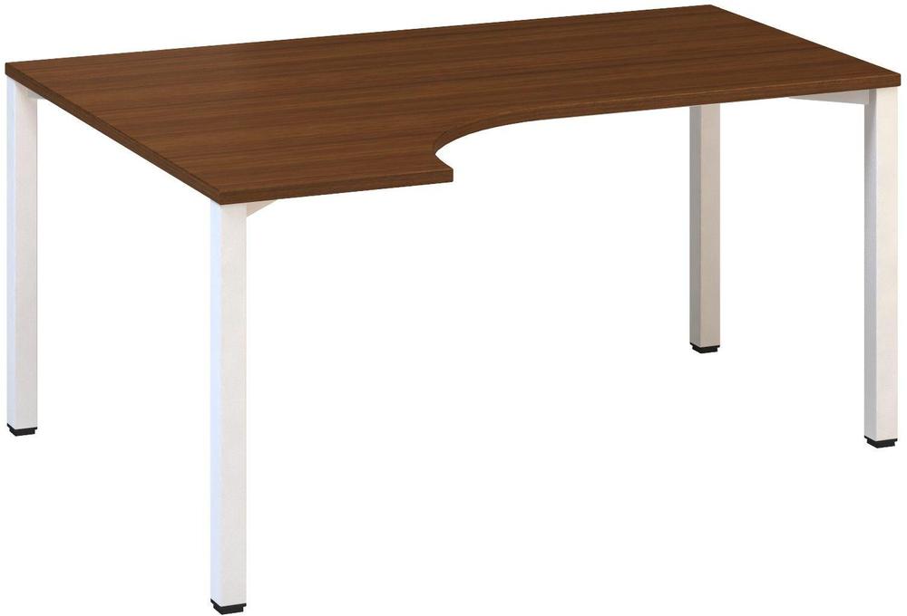 Kancelářský psací stůl ALFA 200 ergo, levý, 1600 mm, ořech / bílá