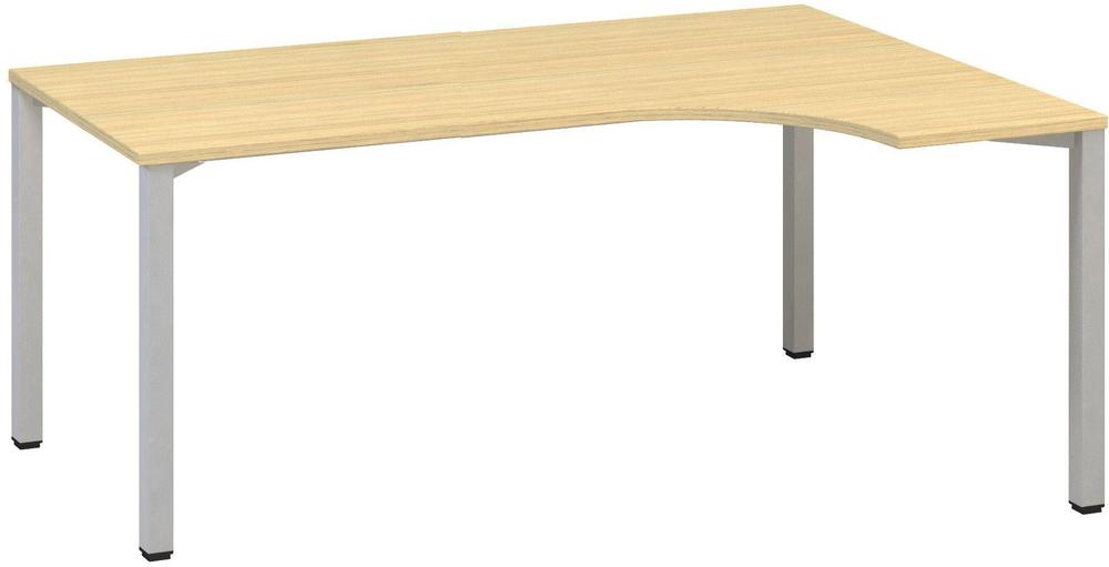 Kancelářský psací stůl ALFA 200 ergo, pravý, 1800 mm, dub vicenza / šedá