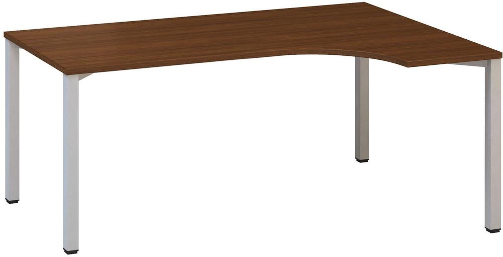 Kancelářský psací stůl ALFA 200 ergo, pravý, 1800 mm, ořech / šedá