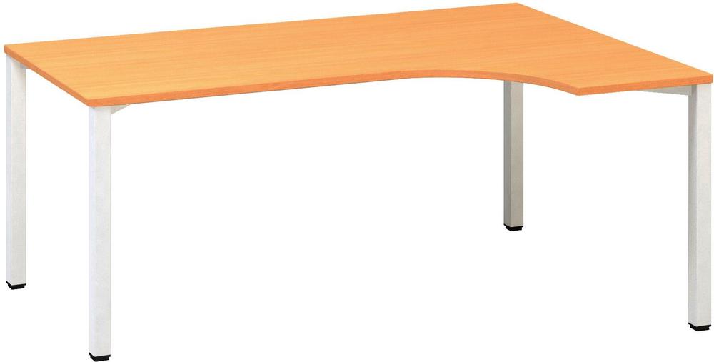 Kancelářský psací stůl ALFA 200 ergo, pravý, 1800 mm, buk bavaria / bílá