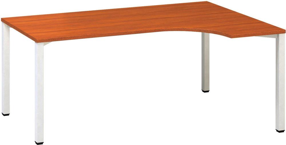 Kancelářský psací stůl ALFA 200 ergo, pravý, 1800 mm, třešeň / bílá