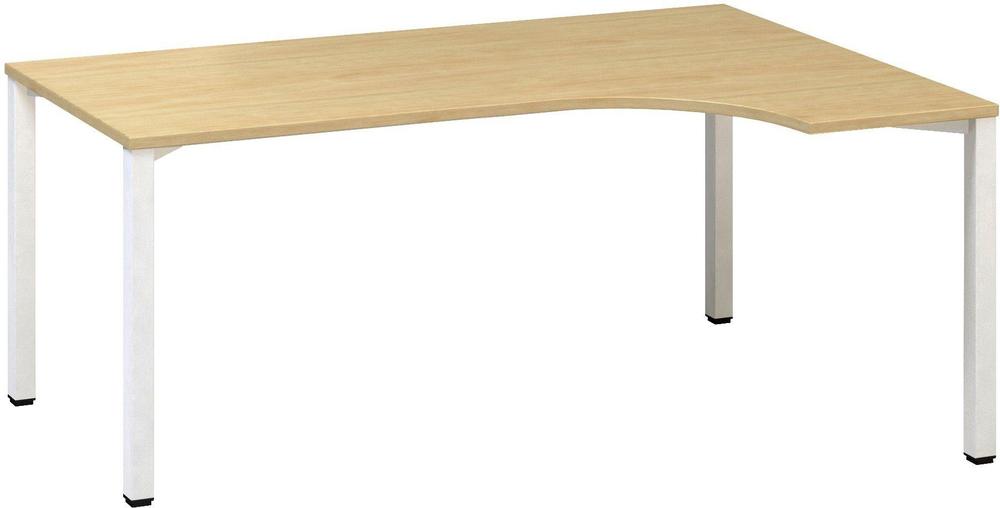 Kancelářský psací stůl ALFA 200 ergo, pravý, 1800 mm, divoká hruška / bílá
