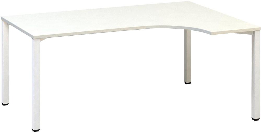 Kancelářský psací stůl ALFA 200 ergo, pravý, 1800 mm, bílá / bílá