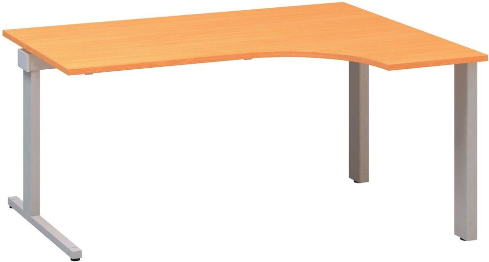 Kancelářský psací stůl ALFA 305 ergo, pravý, 1600 mm, buk bavaria / šedá