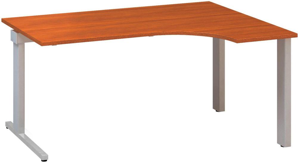 Kancelářský psací stůl ALFA 305 ergo, pravý, 1600 mm, třešeň / šedá