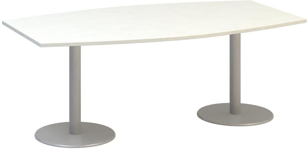 Jednací stůl ALFA 400 konferenční, barel, 2000 mm, bílá / šedá