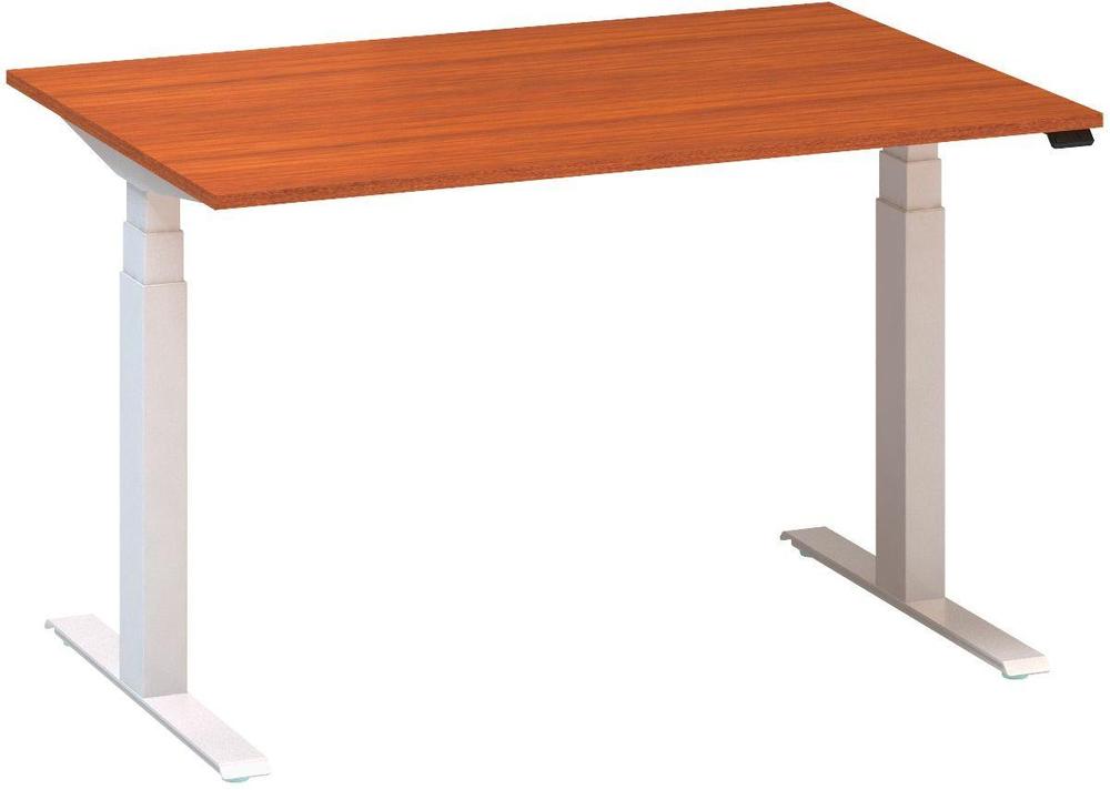 Kancelářský psací stůl ALFA UP výškově stavitelný, 1200 mm, třešeň / bílá