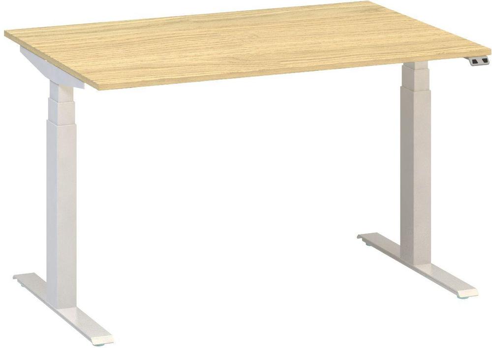 Kancelářský psací stůl ALFA UP výškově stavitelný, 1200 mm, dub vicenza / bílá