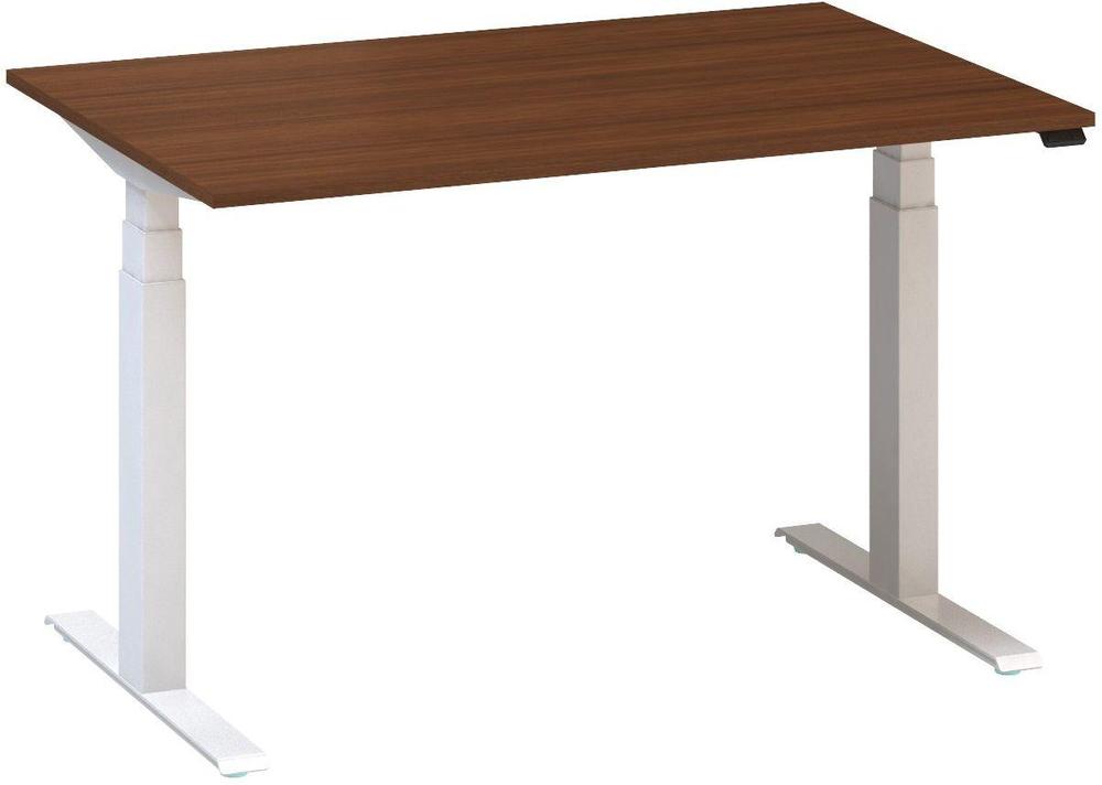Kancelářský psací stůl ALFA UP výškově stavitelný, 1200 mm, ořech / bílá