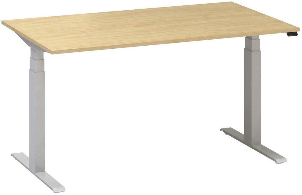 Kancelářský psací stůl ALFA UP výškově stavitelný, 1400 mm, divoká hruška / šedá