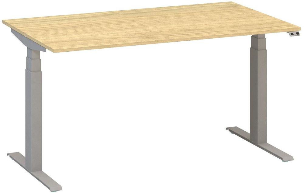 Kancelářský psací stůl ALFA UP výškově stavitelný, 1400 mm, dub vicenza / šedá
