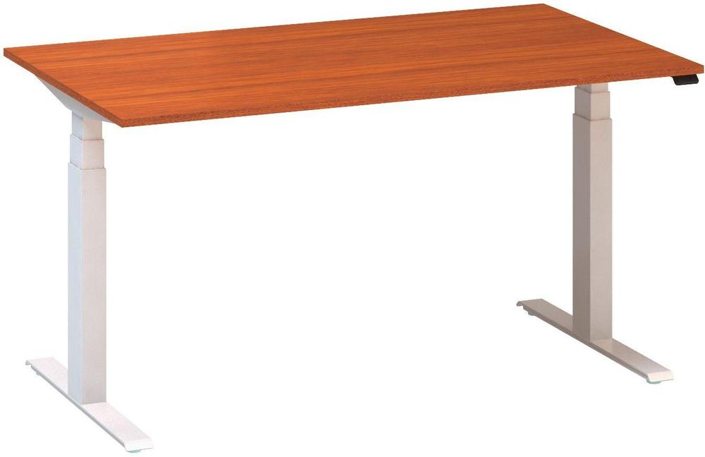 Kancelářský psací stůl ALFA UP výškově stavitelný, 1400 mm, třešeň / bílá