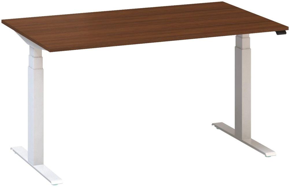 Kancelářský psací stůl ALFA UP výškově stavitelný, 1400 mm, ořech / bílá