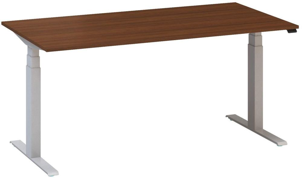 Kancelářský psací stůl ALFA UP výškově stavitelný, 1600 mm, ořech / šedá