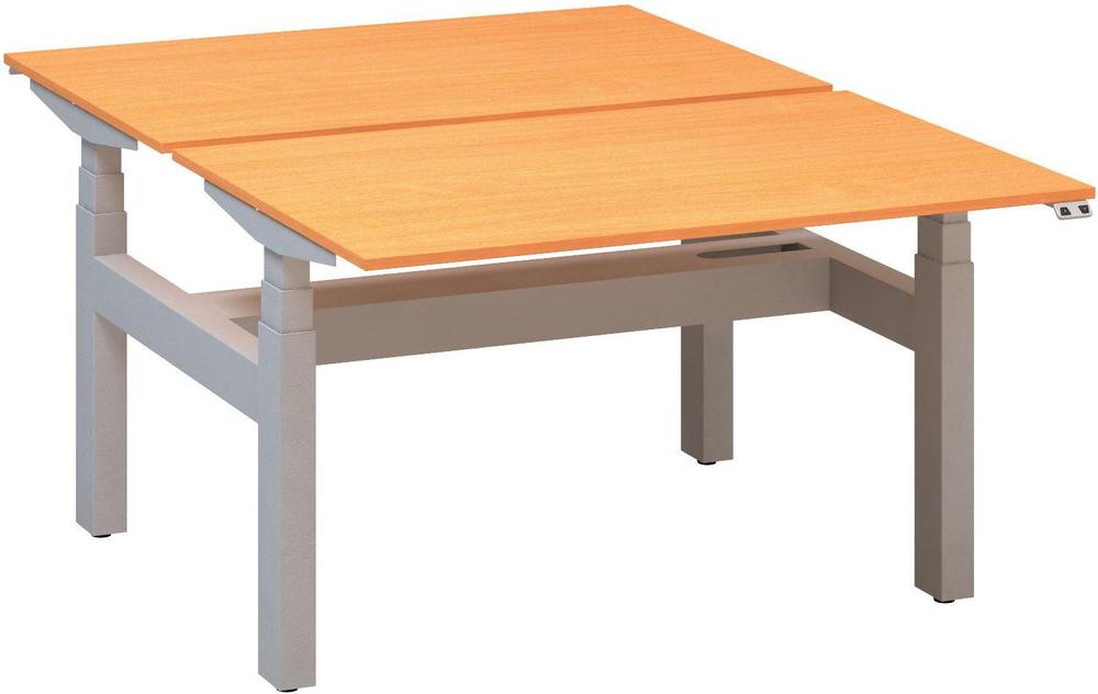 Kancelářský psací stůl ALFA UP výškově stavitelný, duotable, 1200 mm, buk bavaria / šedá