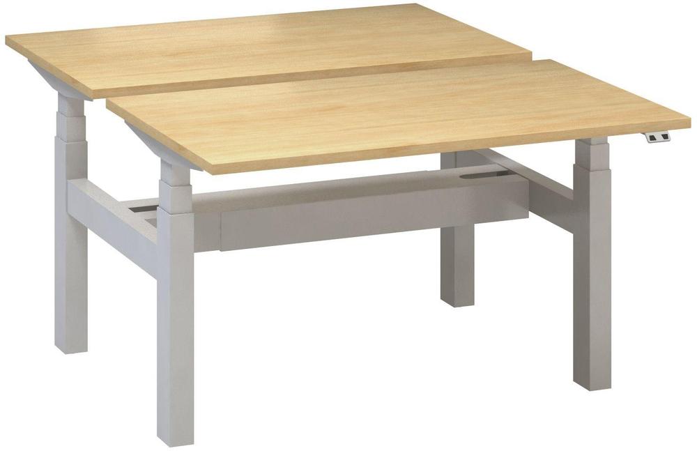 Kancelářský psací stůl ALFA UP výškově stavitelný, duotable, 1200 mm, divoká hruška / šedá