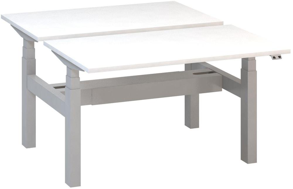 Kancelářský psací stůl ALFA UP výškově stavitelný, duotable, 1200 mm, bílá / šedá