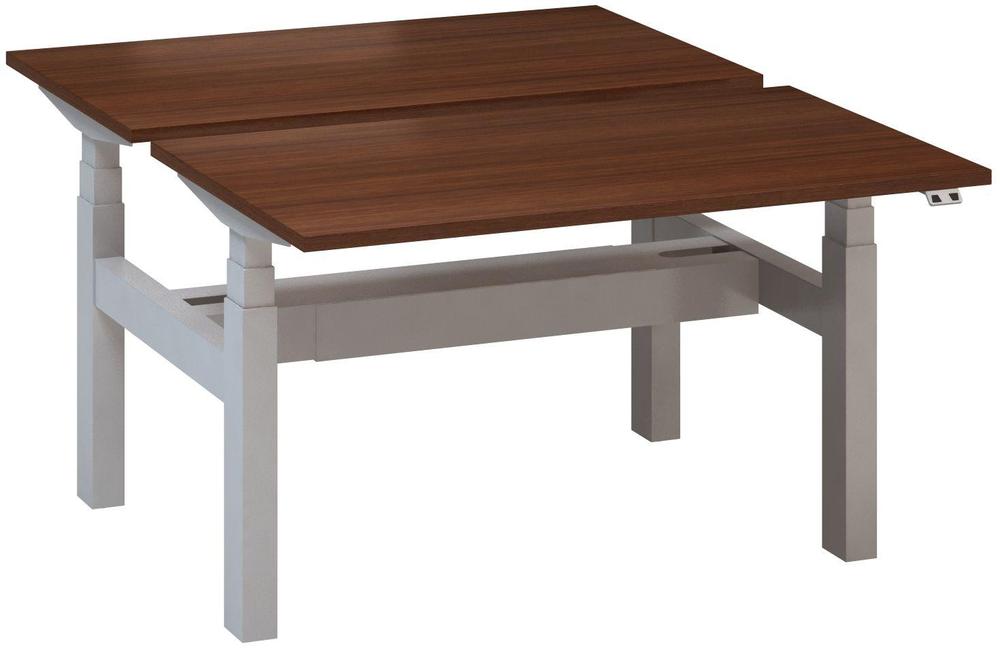 Kancelářský psací stůl ALFA UP výškově stavitelný, duotable, 1200 mm, ořech / šedá