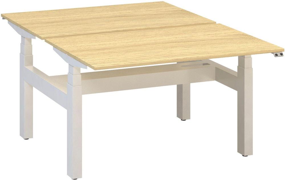 Kancelářský psací stůl ALFA UP výškově stavitelný, duotable, 1200 mm, dub vicenza / bílá