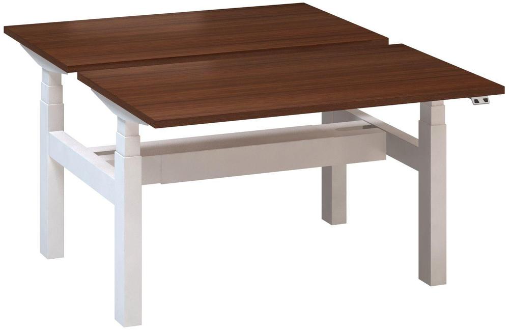 Kancelářský psací stůl ALFA UP výškově stavitelný, duotable, 1200 mm, ořech / bílá