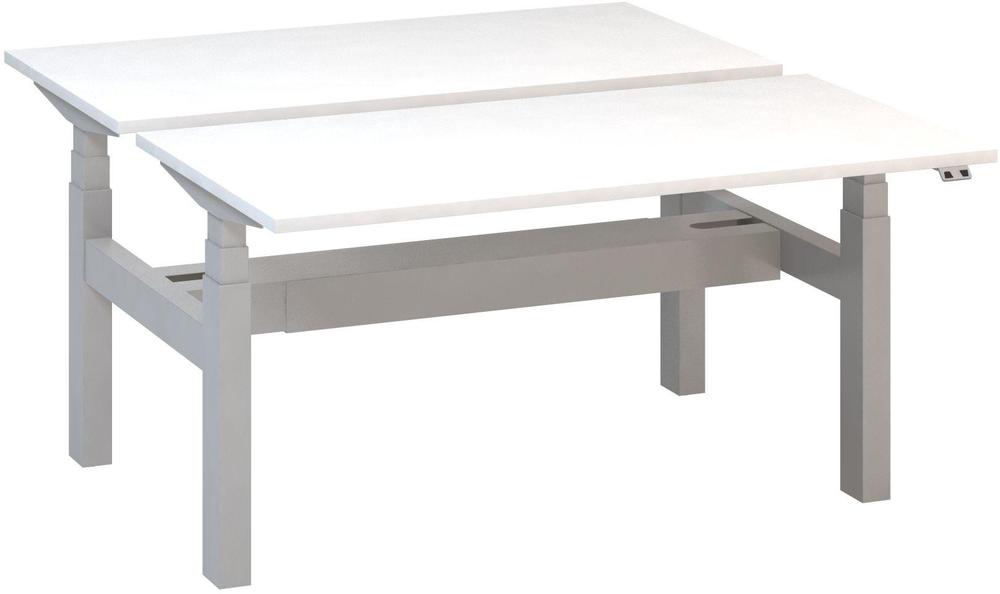 Kancelářský psací stůl ALFA UP výškově stavitelný, duotable, 1400 mm, bílá / šedá