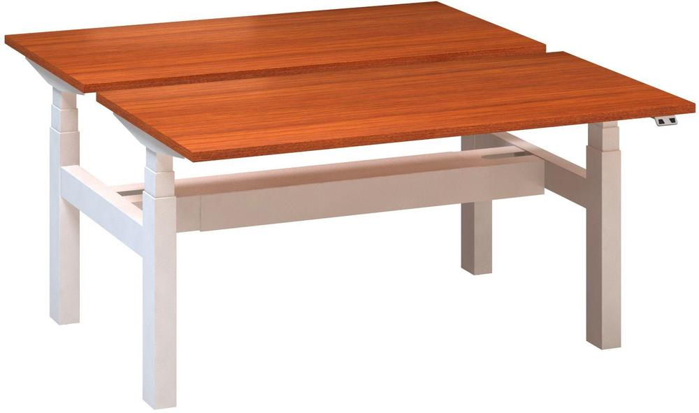 Kancelářský psací stůl ALFA UP výškově stavitelný, duotable, 1400 mm, třešeň / bílá