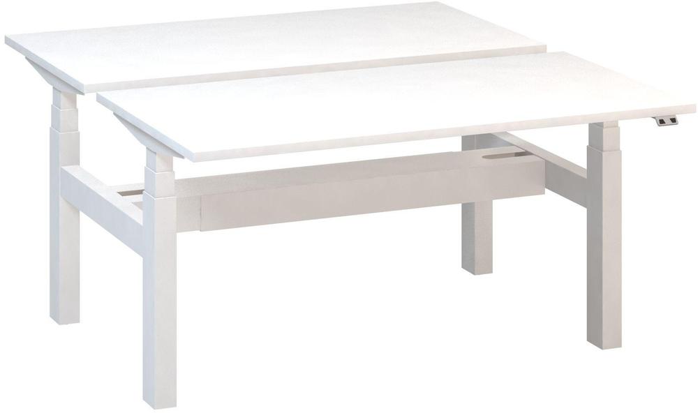 Kancelářský psací stůl ALFA UP výškově stavitelný, duotable, 1400 mm, bílá / bílá