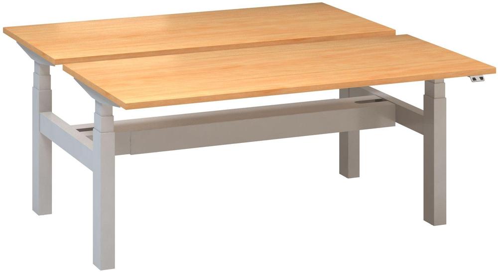 Kancelářský psací stůl ALFA UP výškově stavitelný, duotable, 1600 mm, divoká hruška / šedá