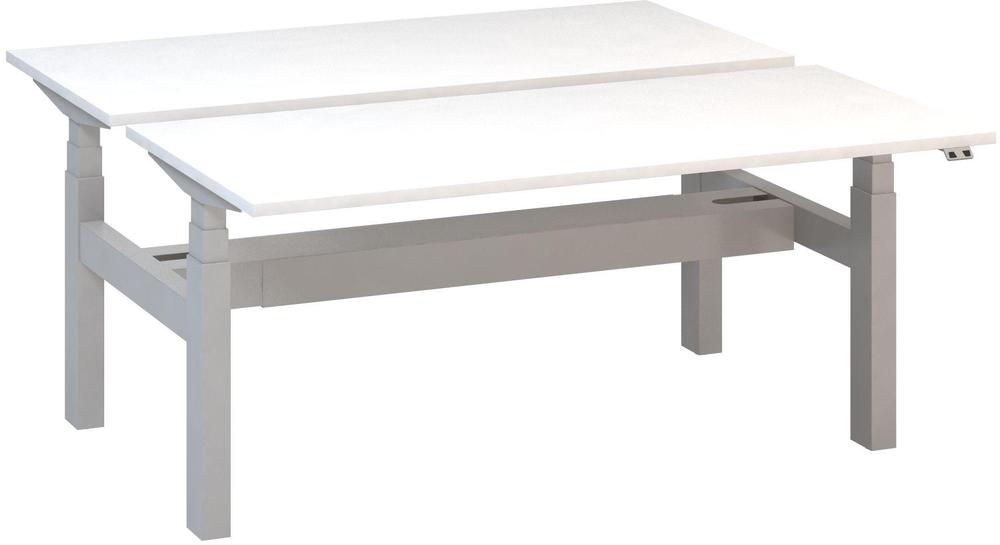 Kancelářský psací stůl ALFA UP výškově stavitelný, duotable, 1600 mm, bílá / šedá