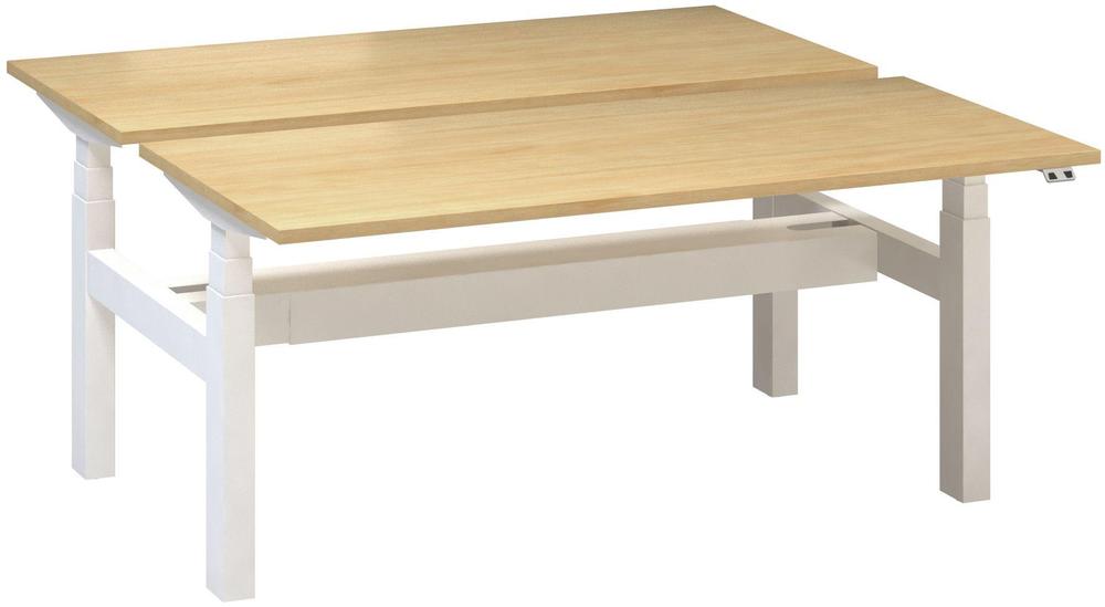 Kancelářský psací stůl ALFA UP výškově stavitelný, duotable, 1600 mm, divoká hruška / bílá