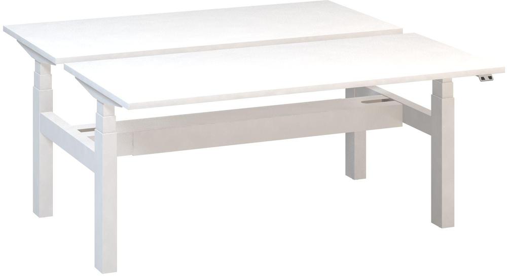 Kancelářský psací stůl ALFA UP výškově stavitelný, duotable, 1600 mm, bílá / bílá
